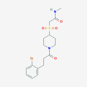 molecular formula C17H23BrN2O4S B2414293 2-((1-(3-(2-bromophenyl)propanoyl)piperidin-4-yl)sulfonyl)-N-methylacetamide CAS No. 1795298-12-2