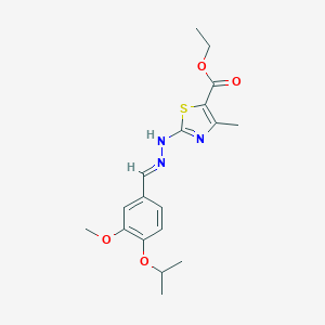 molecular formula C18H23N3O4S B241431 Ethyl 2-[2-(4-isopropoxy-3-methoxybenzylidene)hydrazino]-4-methyl-1,3-thiazole-5-carboxylate 