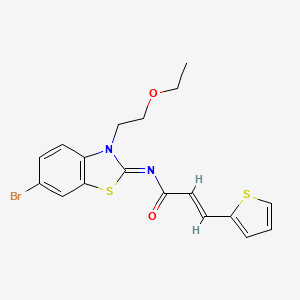 molecular formula C18H17BrN2O2S2 B2414321 (2E,NZ)-N-(6-bromo-3-(2-ethoxyethyl)benzo[d]thiazol-2(3H)-ylidene)-3-(thiophen-2-yl)acrylamide CAS No. 865162-79-4