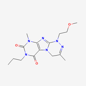 molecular formula C15H22N6O3 B2414323 1-(2-methoxyethyl)-3,9-dimethyl-7-propyl-4H-purino[8,7-c][1,2,4]triazine-6,8-dione CAS No. 919025-42-6