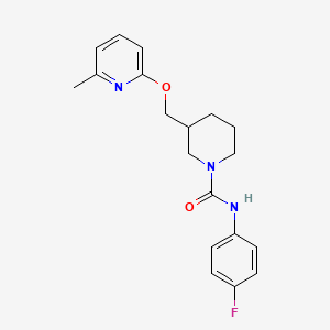 molecular formula C19H22FN3O2 B2414327 N-(4-Fluorophenyl)-3-[(6-methylpyridin-2-yl)oxymethyl]piperidine-1-carboxamide CAS No. 2379985-25-6