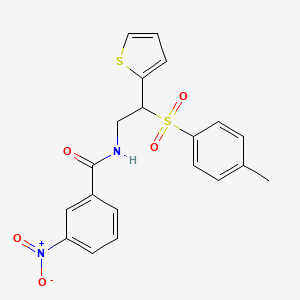 molecular formula C20H18N2O5S2 B2414328 3-nitro-N-(2-(thiophen-2-yl)-2-tosylethyl)benzamide CAS No. 896340-75-3