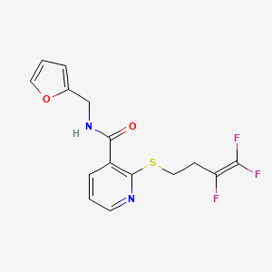 molecular formula C15H13F3N2O2S B2414332 N-(2-呋喃甲基)-2-[(3,4,4-三氟-3-丁烯基)硫烷基]烟酰胺 CAS No. 478067-86-6