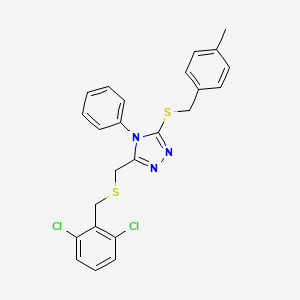 molecular formula C24H21Cl2N3S2 B2414340 3-{[(2,6-二氯苄基)硫烷基]甲基}-5-[(4-甲基苄基)硫烷基]-4-苯基-4H-1,2,4-三唑 CAS No. 344271-41-6