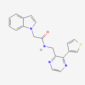 molecular formula C19H16N4OS B2414349 2-(1H-indol-1-yl)-N-((3-(thiophen-3-yl)pyrazin-2-yl)methyl)acetamide CAS No. 2034425-28-8