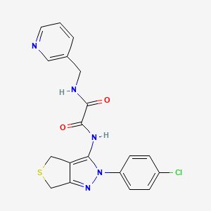 molecular formula C19H16ClN5O2S B2414366 N'-[2-(4-chlorophenyl)-4,6-dihydrothieno[3,4-c]pyrazol-3-yl]-N-(pyridin-3-ylmethyl)oxamide CAS No. 899741-98-1
