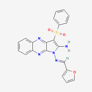 molecular formula C21H15N5O3S B2414372 (E)-N1-(furan-2-ylmethylene)-3-(phenylsulfonyl)-1H-pyrrolo[2,3-b]quinoxaline-1,2-diamine CAS No. 843631-48-1
