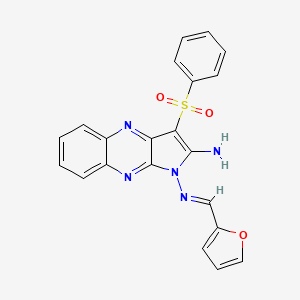 molecular formula C21H15N5O3S B2414372 (E)-N1-(呋喃-2-基亚甲基)-3-(苯磺酰基)-1H-吡咯并[2,3-b]喹喔啉-1,2-二胺 CAS No. 843631-48-1