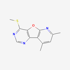 molecular formula C12H11N3OS B2414375 7,9-Dimethyl-4-(methylsulfanyl)pyrido[3',2':4,5]furo[3,2-d]pyrimidine CAS No. 903849-21-8