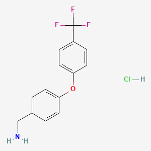 molecular formula C14H13ClF3NO B2414396 4-[4-(Trifluoromethyl)phenoxy]benzylamine hcl CAS No. 1188479-28-8