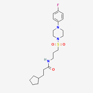 molecular formula C21H32FN3O3S B2414398 3-cyclopentyl-N-(3-((4-(4-fluorophenyl)piperazin-1-yl)sulfonyl)propyl)propanamide CAS No. 1049415-65-7