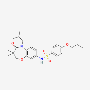 molecular formula C24H32N2O5S B2414399 N-(5-异丁基-3,3-二甲基-4-氧代-2,3,4,5-四氢苯并[b][1,4]恶氮杂环-8-基)-4-丙氧基苯磺酰胺 CAS No. 921993-42-2