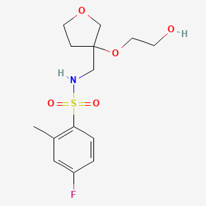 4-fluoro-N-((3-(2-hydroxyethoxy)tetrahydrofuran-3-yl)methyl)-2-methylbenzenesulfonamide