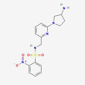 molecular formula C16H19N5O4S B2414405 N-[[6-(3-Aminopyrrolidin-1-yl)pyridin-2-yl]methyl]-2-nitrobenzenesulfonamide CAS No. 2138562-05-5