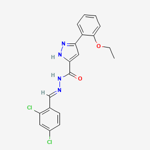 molecular formula C19H16Cl2N4O2 B2414407 N'-(2,4-dichlorobenzylidene)-3-(2-ethoxyphenyl)-1H-pyrazole-5-carbohydrazide CAS No. 1285597-54-7