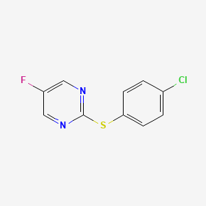 molecular formula C10H6ClFN2S B2414411 2-((4-Chlorophenyl)thio)-5-fluoropyrimidine CAS No. 1353980-68-3