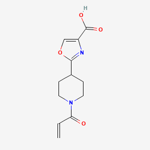 molecular formula C12H14N2O4 B2414416 2-(1-Prop-2-enoylpiperidin-4-yl)-1,3-oxazole-4-carboxylic acid CAS No. 2305484-78-8