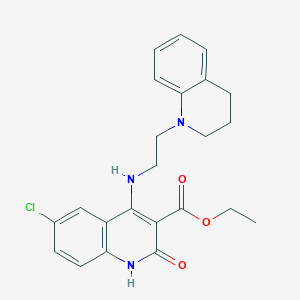molecular formula C23H24ClN3O3 B2414419 ethyl 6-chloro-4-((2-(3,4-dihydroquinolin-1(2H)-yl)ethyl)amino)-2-oxo-1,2-dihydroquinoline-3-carboxylate CAS No. 1190005-40-3