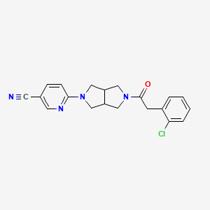 molecular formula C20H19ClN4O B2414424 6-[5-[2-(2-Chlorophenyl)acetyl]-1,3,3a,4,6,6a-hexahydropyrrolo[3,4-c]pyrrol-2-yl]pyridine-3-carbonitrile CAS No. 2415543-04-1