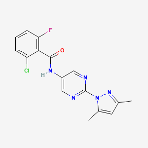 2-chloro-N-(2-(3,5-dimethyl-1H-pyrazol-1-yl)pyrimidin-5-yl)-6-fluorobenzamide