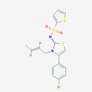 molecular formula C17H15BrN2O2S3 B241444 N-[4-(4-bromophenyl)-3-[(E)-but-2-enyl]-1,3-thiazol-2-ylidene]thiophene-2-sulfonamide 