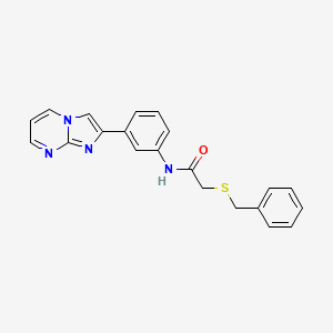 2-(benzylthio)-N-(3-(imidazo[1,2-a]pyrimidin-2-yl)phenyl)acetamide