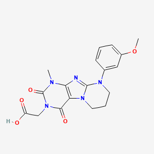 molecular formula C18H19N5O5 B2414487 2-[9-(3-甲氧基苯基)-1-甲基-2,4-二氧代-7,8-二氢-6H-嘌呤[7,8-a]嘧啶-3-基]乙酸 CAS No. 904373-41-7
