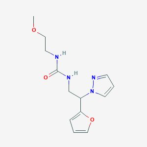 molecular formula C13H18N4O3 B2414491 1-(2-(furan-2-yl)-2-(1H-pyrazol-1-yl)ethyl)-3-(2-methoxyethyl)urea CAS No. 2034346-37-5