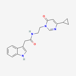 molecular formula C19H20N4O2 B2414492 N-(2-(4-环丙基-6-氧嘧啶-1(6H)-基)乙基)-2-(1H-吲哚-3-基)乙酰胺 CAS No. 2034480-55-0