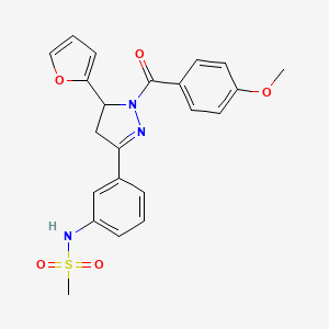 molecular formula C22H21N3O5S B2414497 N-(3-(5-(呋喃-2-基)-1-(4-甲氧基苯甲酰)-4,5-二氢-1H-吡唑-3-基)苯基)甲磺酰胺 CAS No. 851718-80-4