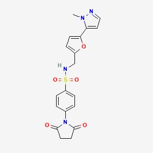 molecular formula C19H18N4O5S B2414527 4-(2,5-Dioxopyrrolidin-1-yl)-N-[[5-(2-methylpyrazol-3-yl)furan-2-yl]methyl]benzenesulfonamide CAS No. 2415502-53-1