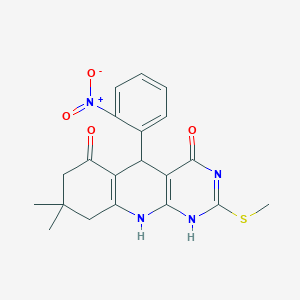 molecular formula C20H20N4O4S B241454 8,8-dimethyl-2-methylsulfanyl-5-(2-nitrophenyl)-5,7,9,10-tetrahydro-1H-pyrimido[4,5-b]quinoline-4,6-dione 