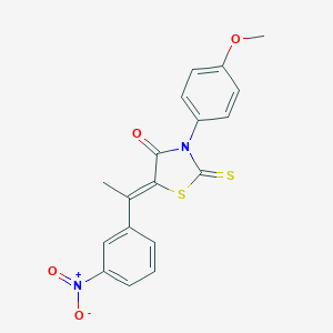 molecular formula C18H14N2O4S2 B241456 5-(1-{3-Nitrophenyl}ethylidene)-3-(4-methoxyphenyl)-2-thioxo-1,3-thiazolidin-4-one 