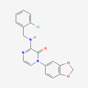molecular formula C18H14ClN3O3 B2414562 1-(1,3-benzodioxol-5-yl)-3-[(2-chlorobenzyl)amino]pyrazin-2(1H)-one CAS No. 941887-87-2