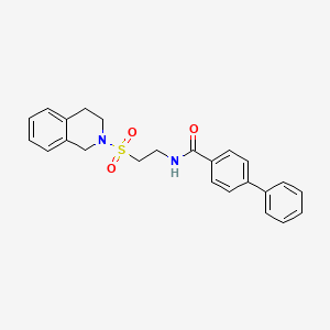 molecular formula C24H24N2O3S B2414569 N-(2-((3,4-dihydroisoquinolin-2(1H)-yl)sulfonyl)ethyl)-[1,1'-biphenyl]-4-carboxamide CAS No. 922115-33-1