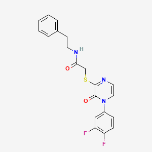 molecular formula C20H17F2N3O2S B2414571 2-((4-(3,4-difluorophenyl)-3-oxo-3,4-dihydropyrazin-2-yl)thio)-N-phenethylacetamide CAS No. 900007-81-0