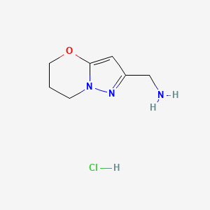 molecular formula C7H12ClN3O B2414572 {6,7-Dihydro-5H-pyrazolo[5,1-b][1,3]oxazin-2-yl}methanamine hydrochloride CAS No. 2197057-59-1