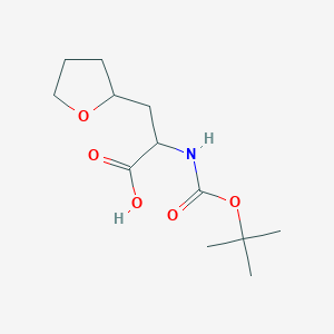 molecular formula C12H21NO5 B2414573 2-[(2-Methylpropan-2-yl)oxycarbonylamino]-3-(oxolan-2-yl)propanoic acid CAS No. 1404824-96-9