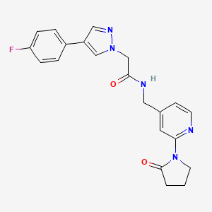 molecular formula C21H20FN5O2 B2414577 2-[4-(4-氟苯基)-1H-吡唑-1-基]-N-{[2-(2-氧代吡咯烷-1-基)吡啶-4-基]甲基}乙酰胺 CAS No. 2034567-91-2