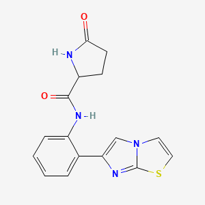 molecular formula C16H14N4O2S B2414587 N-(2-(imidazo[2,1-b]thiazol-6-yl)phenyl)-5-oxopyrrolidine-2-carboxamide CAS No. 1786210-68-1