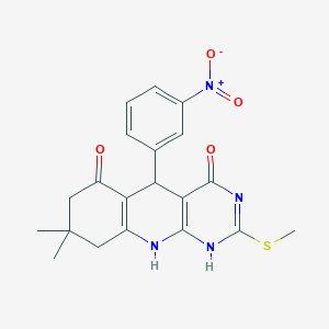 molecular formula C20H20N4O4S B241459 8,8-dimethyl-2-methylsulfanyl-5-(3-nitrophenyl)-5,7,9,10-tetrahydro-1H-pyrimido[4,5-b]quinoline-4,6-dione 