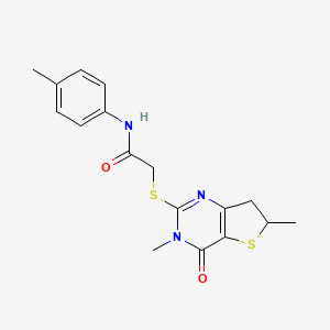 molecular formula C17H19N3O2S2 B2414590 2-[(3,6-dimethyl-4-oxo-6,7-dihydrothieno[3,2-d]pyrimidin-2-yl)sulfanyl]-N-(4-methylphenyl)acetamide CAS No. 688353-31-3