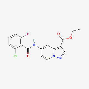 molecular formula C17H13ClFN3O3 B2414593 Ethyl 5-(2-chloro-6-fluorobenzamido)pyrazolo[1,5-a]pyridine-3-carboxylate CAS No. 1396850-93-3