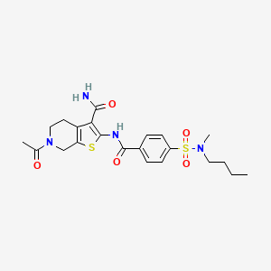 molecular formula C22H28N4O5S2 B2414610 6-乙酰基-2-(4-(N-丁基-N-甲基磺酰胺基)苯甲酰胺基)-4,5,6,7-四氢噻吩并[2,3-c]吡啶-3-甲酰胺 CAS No. 449769-81-7