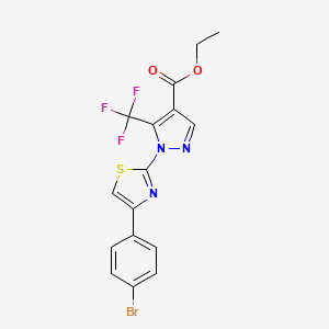 molecular formula C16H11BrF3N3O2S B2414614 1-[4-(4-溴苯基)-1,3-噻唑-2-基]-5-(三氟甲基)-1H-吡唑-4-羧酸乙酯 CAS No. 955976-70-2
