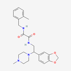 molecular formula C24H30N4O4 B2414621 N1-(2-(benzo[d][1,3]dioxol-5-yl)-2-(4-methylpiperazin-1-yl)ethyl)-N2-(2-methylbenzyl)oxalamide CAS No. 896343-71-8