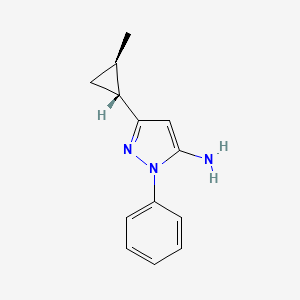 molecular formula C13H15N3 B2414628 5-[(1R,2R)-2-甲基环丙基]-2-苯基吡唑-3-胺 CAS No. 2059917-84-7