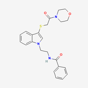 N-[2-[3-(2-morpholin-4-yl-2-oxoethyl)sulfanylindol-1-yl]ethyl]benzamide