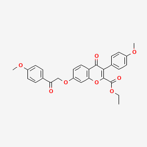 molecular formula C28H24O8 B2414643 3-(4-甲氧基苯基)-7-[2-(4-甲氧基苯基)-2-氧代乙氧基]-4-氧代色满-2-羧酸乙酯 CAS No. 610764-01-7