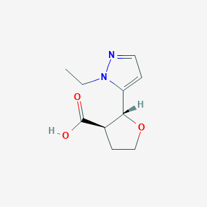 molecular formula C10H14N2O3 B2414645 (2R,3R)-2-(1-乙基-1H-吡唑-5-基)恶烷-3-羧酸 CAS No. 1820576-26-8